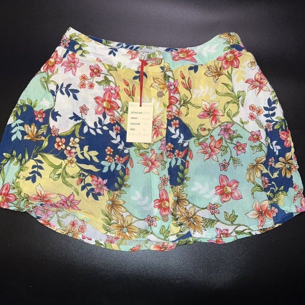 RAGA Floral Mini Skirt in Navy, Mint, Yellow & Pink